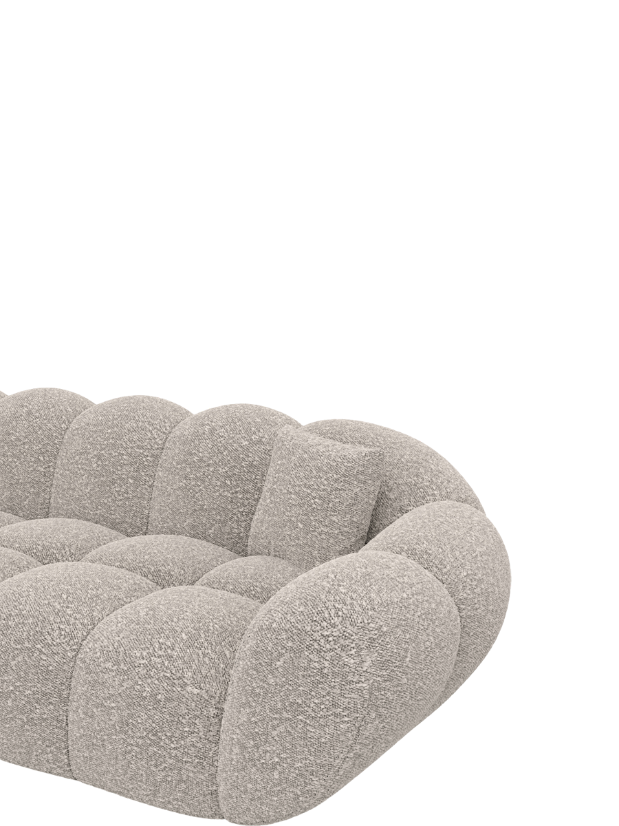 
Divano panoramico di design a 7 posti «Levante Panorama» con rivestimento in bouclé - Bouclé Toffee