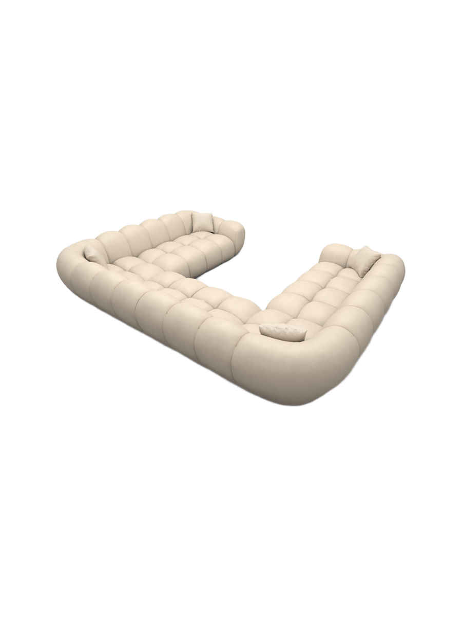 
7-Sitzer Design Echtleder Panorama-Sofa „Levante Panorama“ - Echtleder Beige