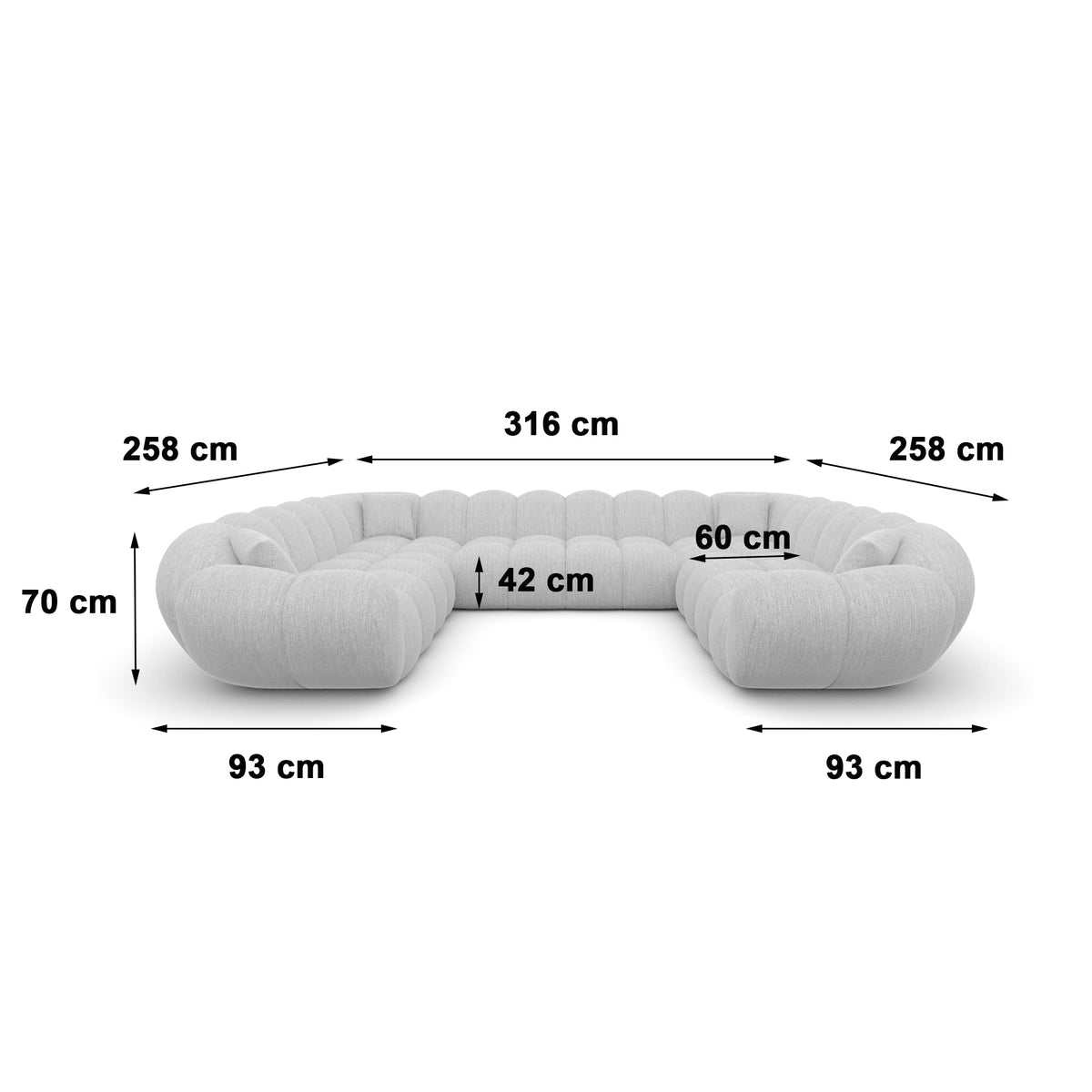 
7-Sitzer Design Echtleder Panorama-Sofa „Levante Panorama“ - Echtleder Beige