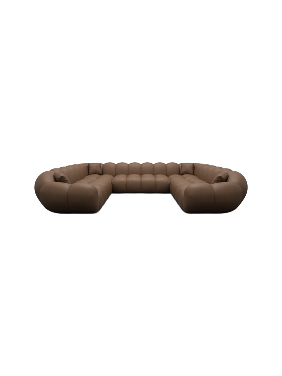 
7-Sitzer Design Echtleder Panorama-Sofa „Levante Panorama“ - Echtleder Beige