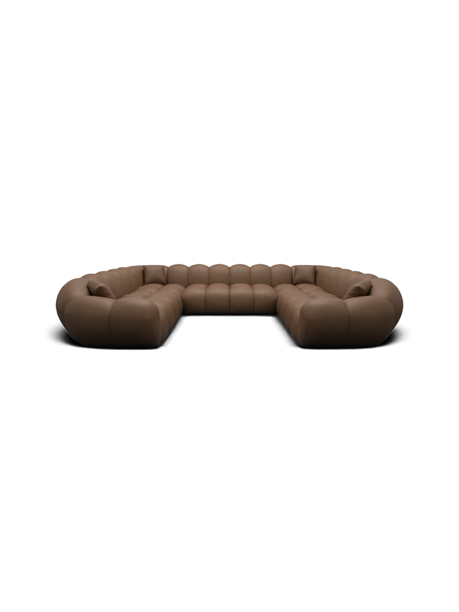
Canapé panoramique design 7 places en cuir véritable « Levante Panorama » - Cuir véritable Choco Brown