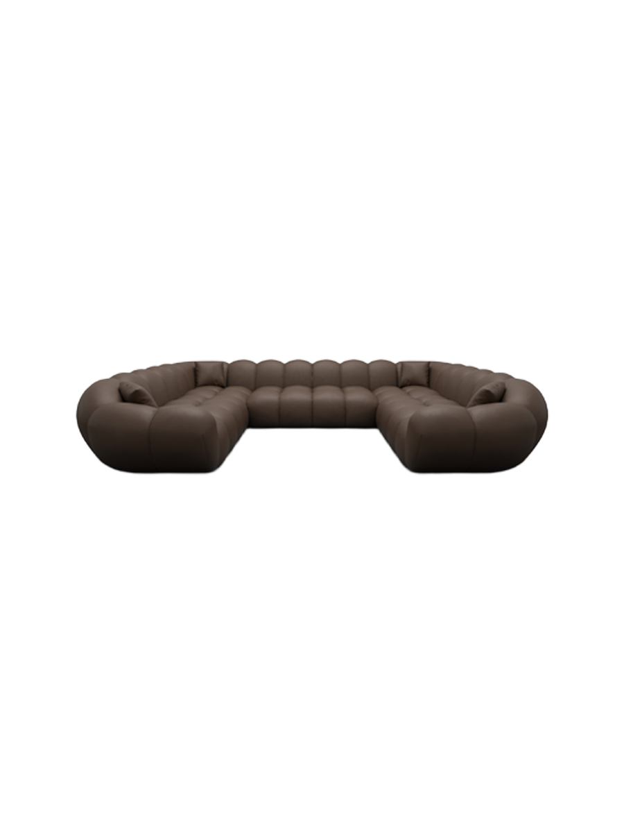 
7-Sitzer Design Echtleder Panorama-Sofa „Levante Panorama“ - Echtleder Beige