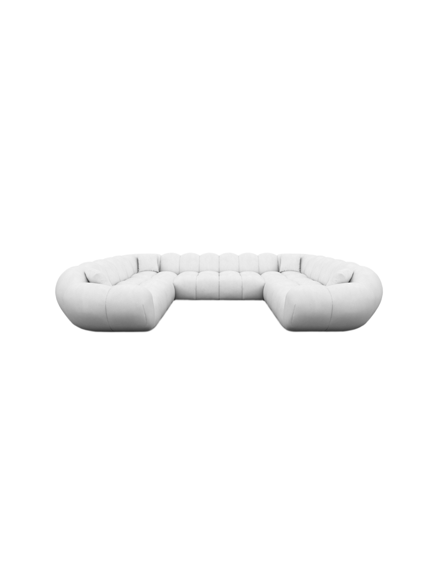 
7-Sitzer Design Echtleder Panorama-Sofa „Levante Panorama“ - Echtleder Beige
