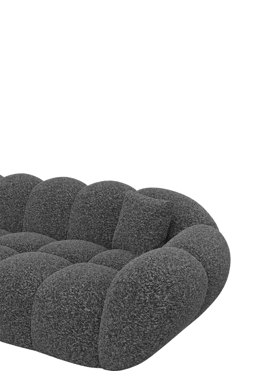 
Canapé panoramique design 7 places « Levante XXL » avec revêtement bouclé - Bouclé Graphit / Côté long gauche