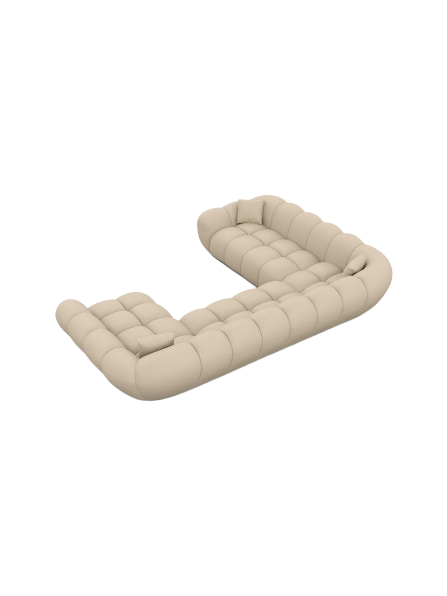 
7-Sitzer Design Echtleder Panorama-Sofa „Levante XXL“ - Echtleder Beige / Lange Seite links