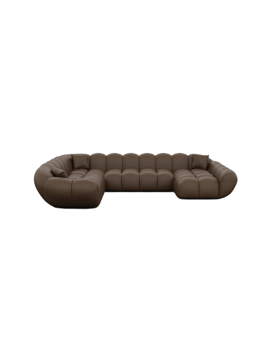 
7-Sitzer Design Echtleder Panorama-Sofa „Levante XXL“ - Echtleder Beige / Lange Seite links