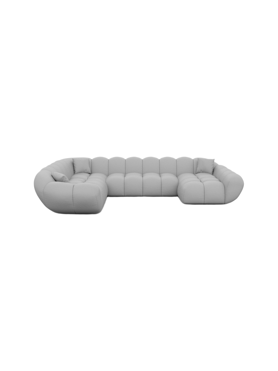 
7-Sitzer Design Echtleder Panorama-Sofa „Levante XXL“ - Echtleder Beige / Lange Seite links