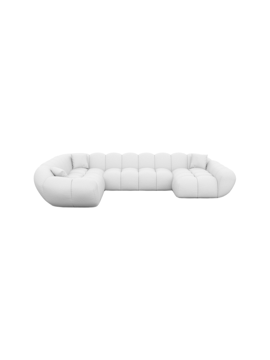
7-Sitzer Design Echtleder Panorama-Sofa „Levante XXL“ - Echtleder Beige / Lange Seite links