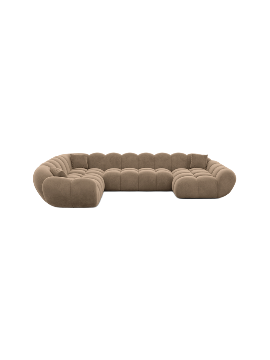 
7-seat designer panoramic sofa “Levante XXL” with velvet upholstery - Velvet cover Royal Blue / Long side left