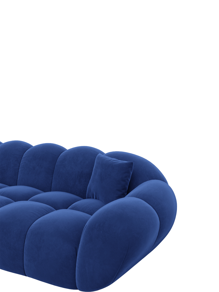 
7-seat designer panoramic sofa “Levante XXL” with velvet upholstery - Velvet cover Royal Blue / Long side left