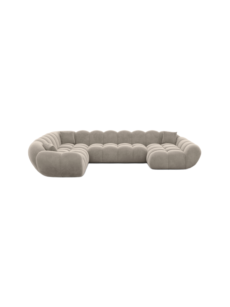 
7-seat designer panoramic sofa “Levante XXL” with velvet upholstery - Velvet cover Royal Blue / Long side left