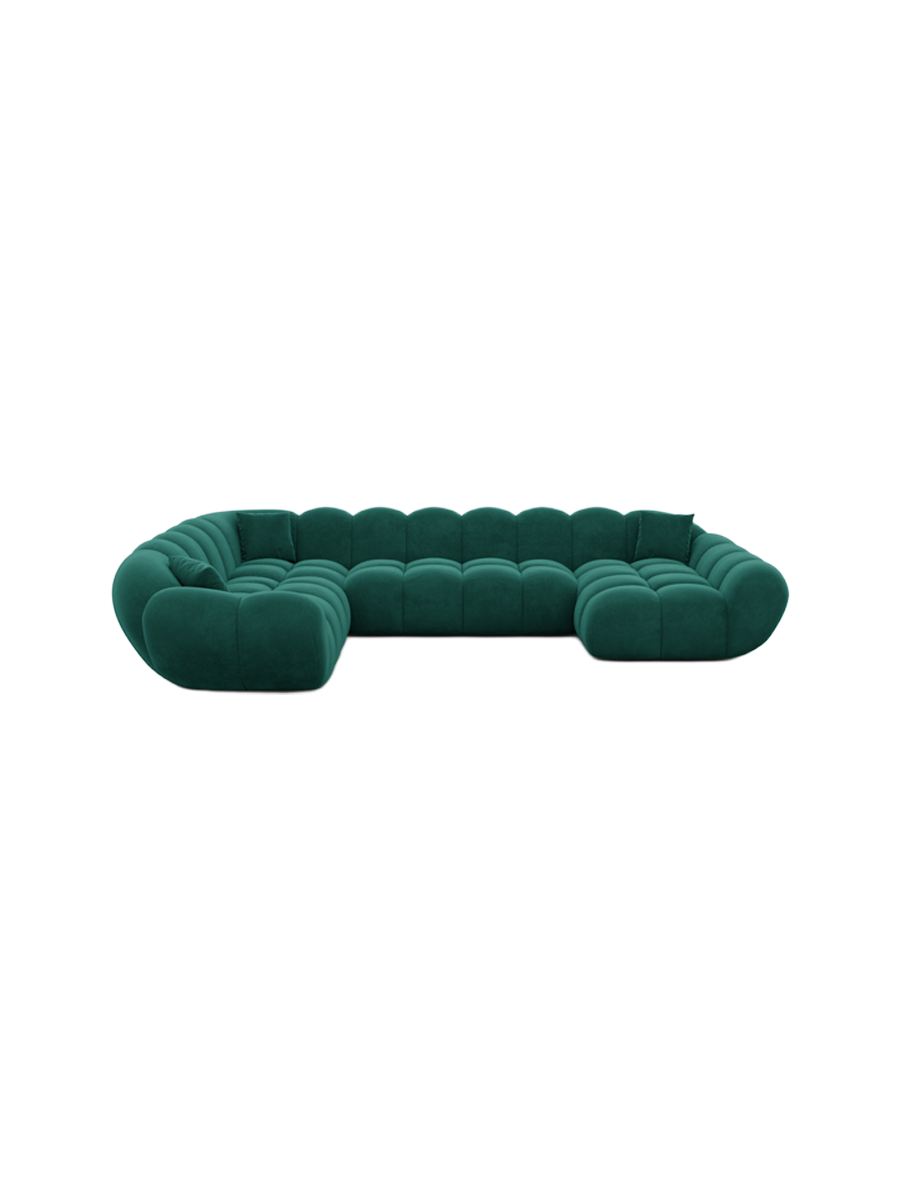 
7-seat designer panoramic sofa “Levante XXL” with velvet upholstery - Velvet cover Royal Blue / Long side left