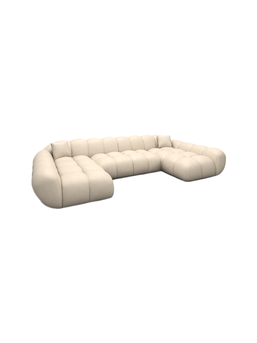 
6-Sitzer Design Echtleder Panorama-Sofa „Levante Studio“ - Echtleder Beige