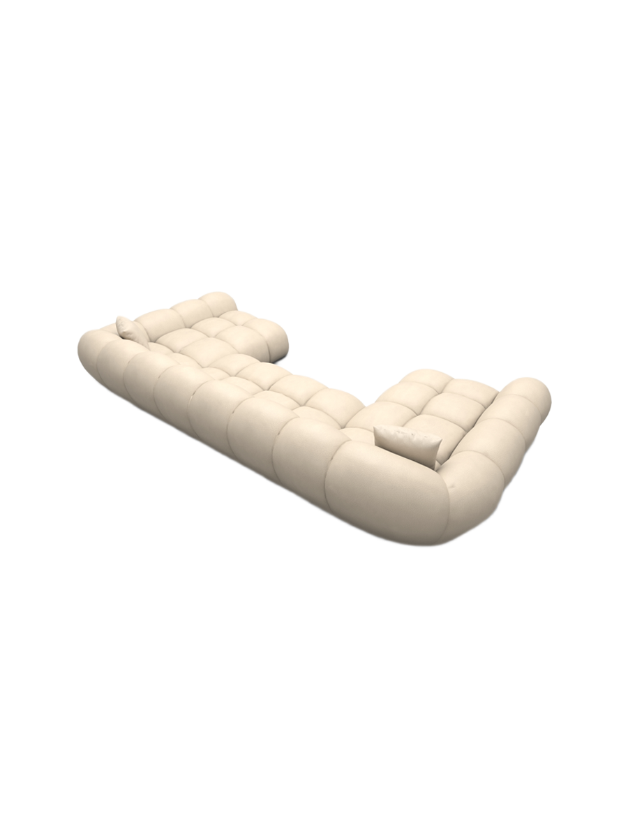 
6-Sitzer Design Echtleder Panorama-Sofa „Levante Studio“ - Echtleder Beige