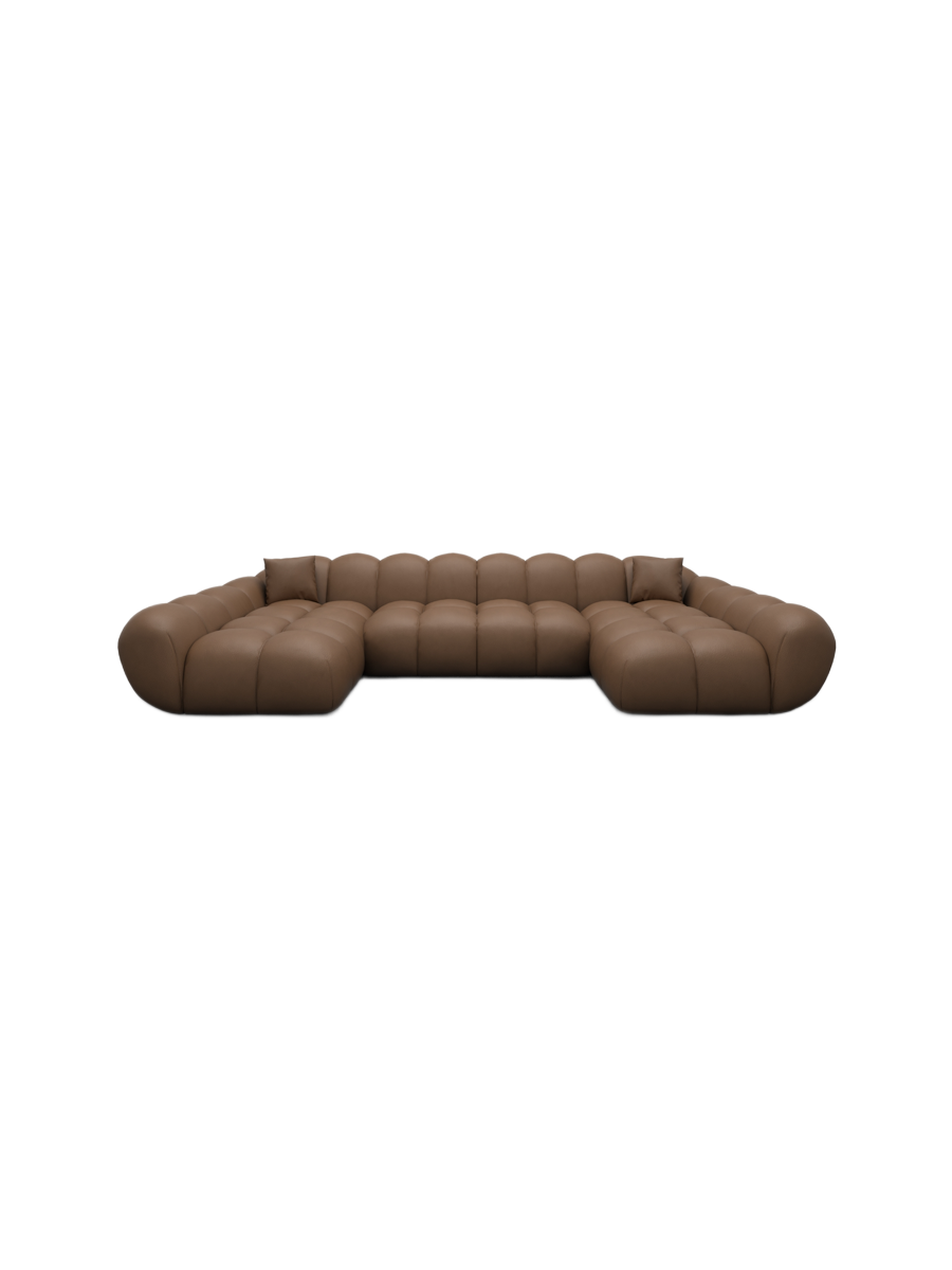 
6-Sitzer Design Echtleder Panorama-Sofa „Levante Studio“ - Echtleder Beige