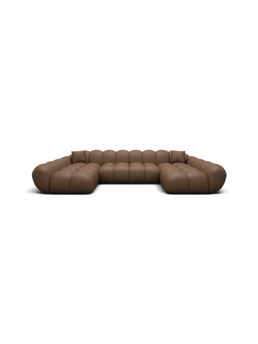 
Canapé panoramique design 6 places en cuir véritable « Levante Studio » - Cuir véritable Choco Brown