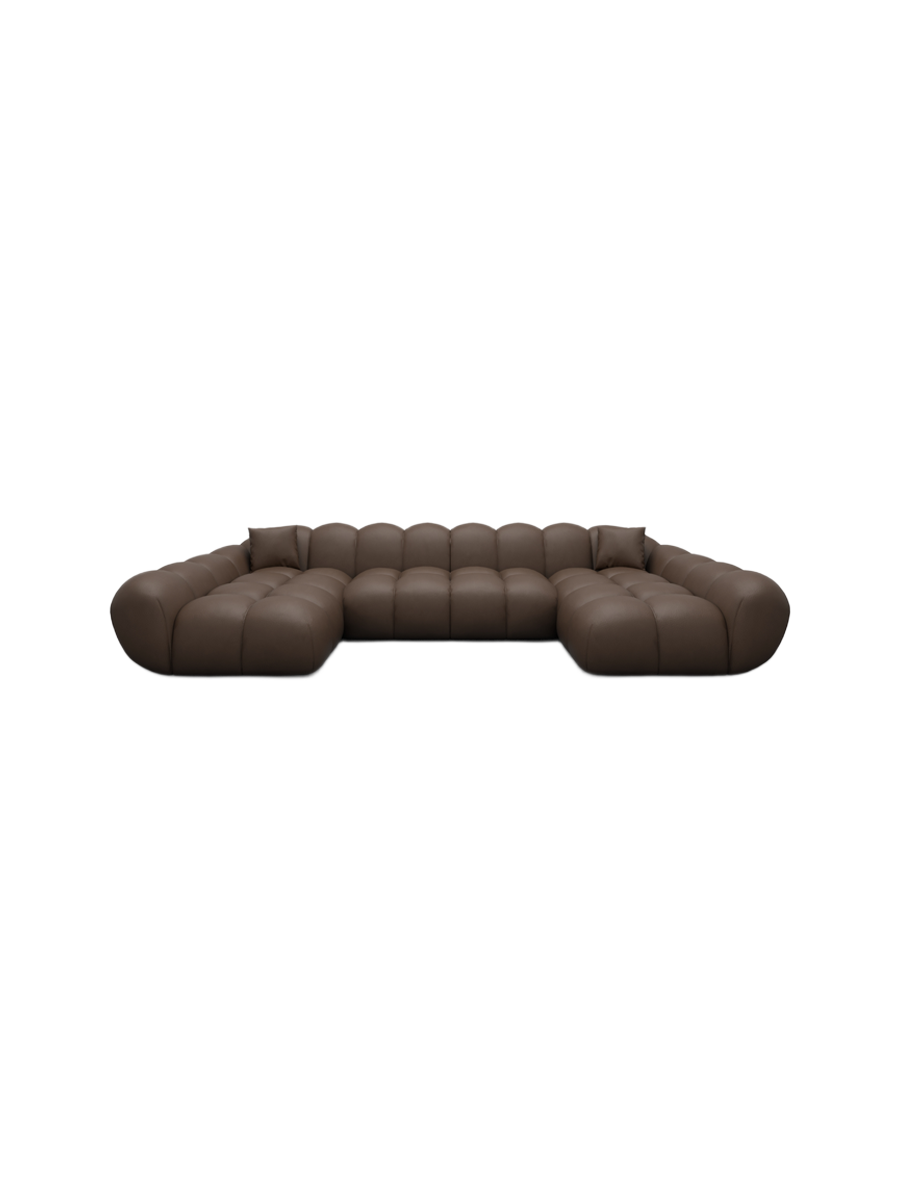 
6-Sitzer Design Echtleder Panorama-Sofa „Levante Studio“ - Echtleder Beige