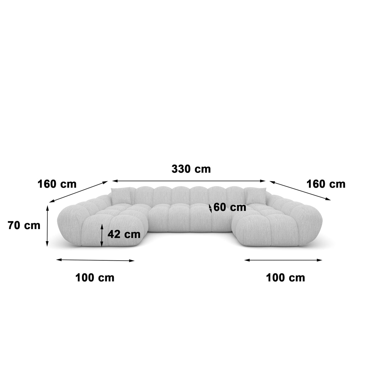 
6-Sitzer Design Panorama-Sofa „Levante Studio“ mit Strukturstoff-Bezug - Strukturstoff Anthrazit