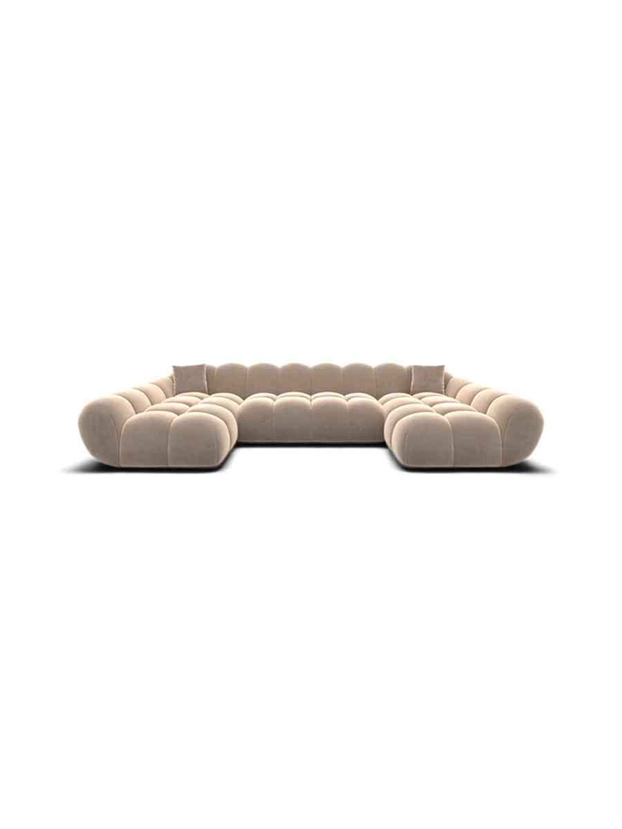 
6-seat designer panoramic sofa “Levante Studio” with velvet upholstery - Velvet cover Beige