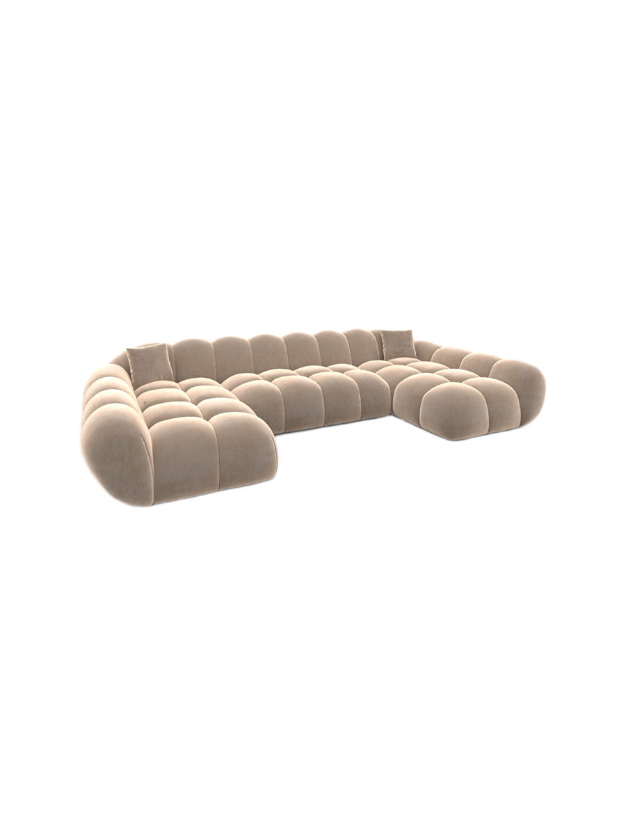 
6-seat designer panoramic sofa “Levante Studio” with velvet upholstery - Velvet cover Beige
