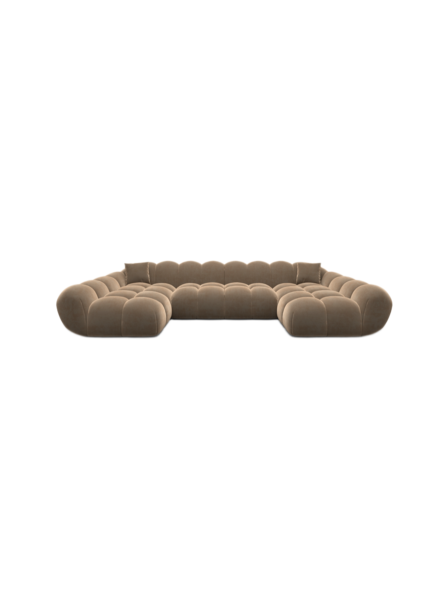 
6-seat designer panoramic sofa “Levante Studio” with velvet upholstery - Velvet cover Beige