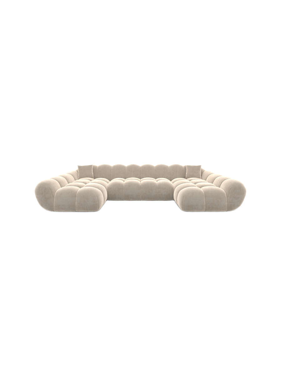 
6-seat designer panoramic sofa “Levante Studio” with velvet upholstery - Velvet cover Beige