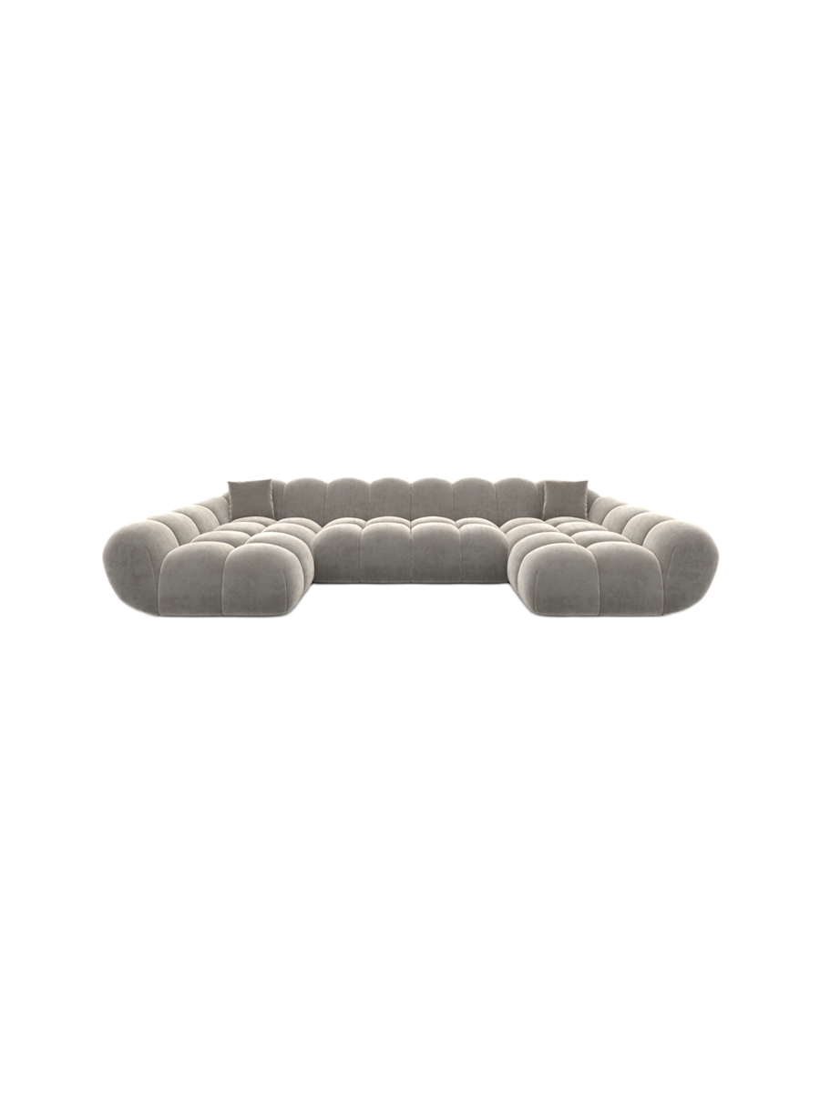 
6-seat designer panoramic sofa “Levante Studio” with velvet upholstery - Velvet cover Beige
