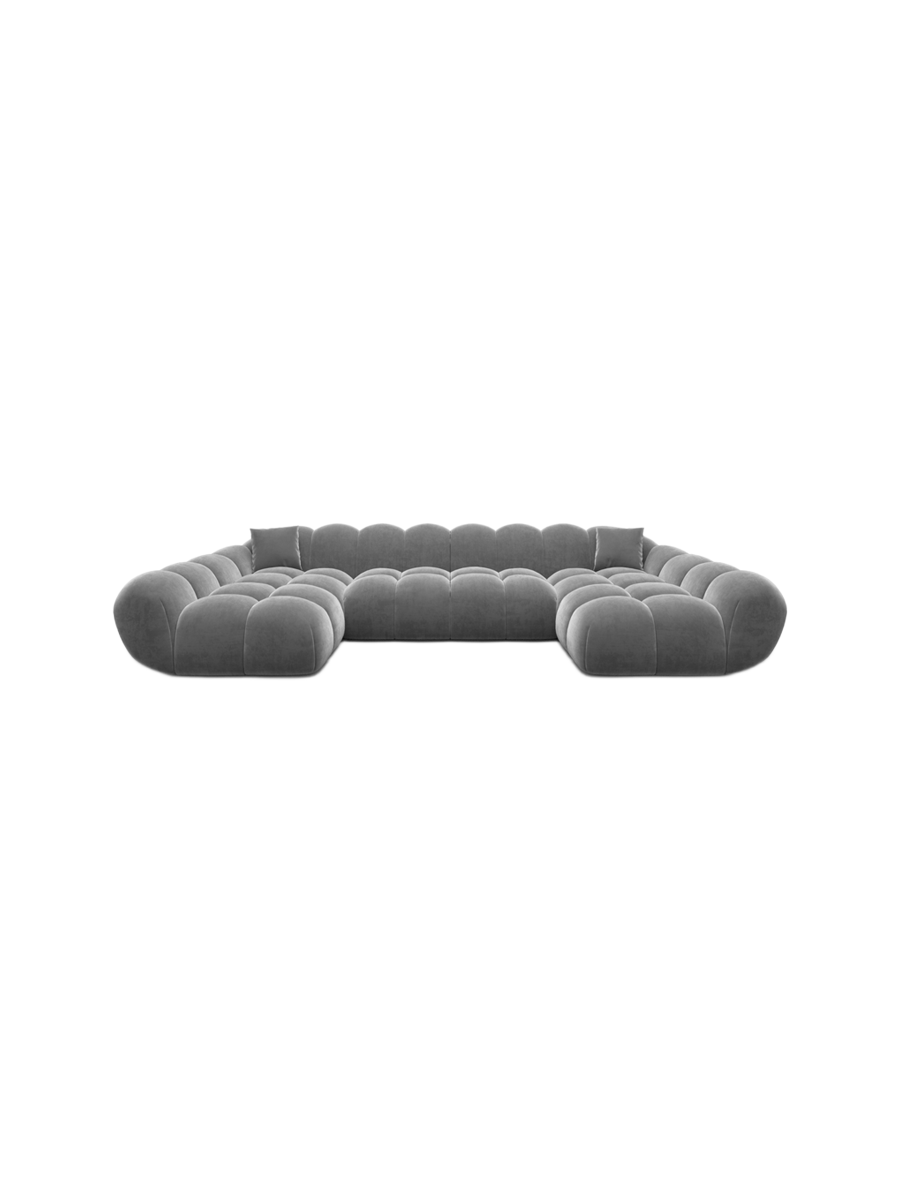 
6-seat designer panoramic sofa “Levante Studio” with velvet upholstery - Velvet cover Beige