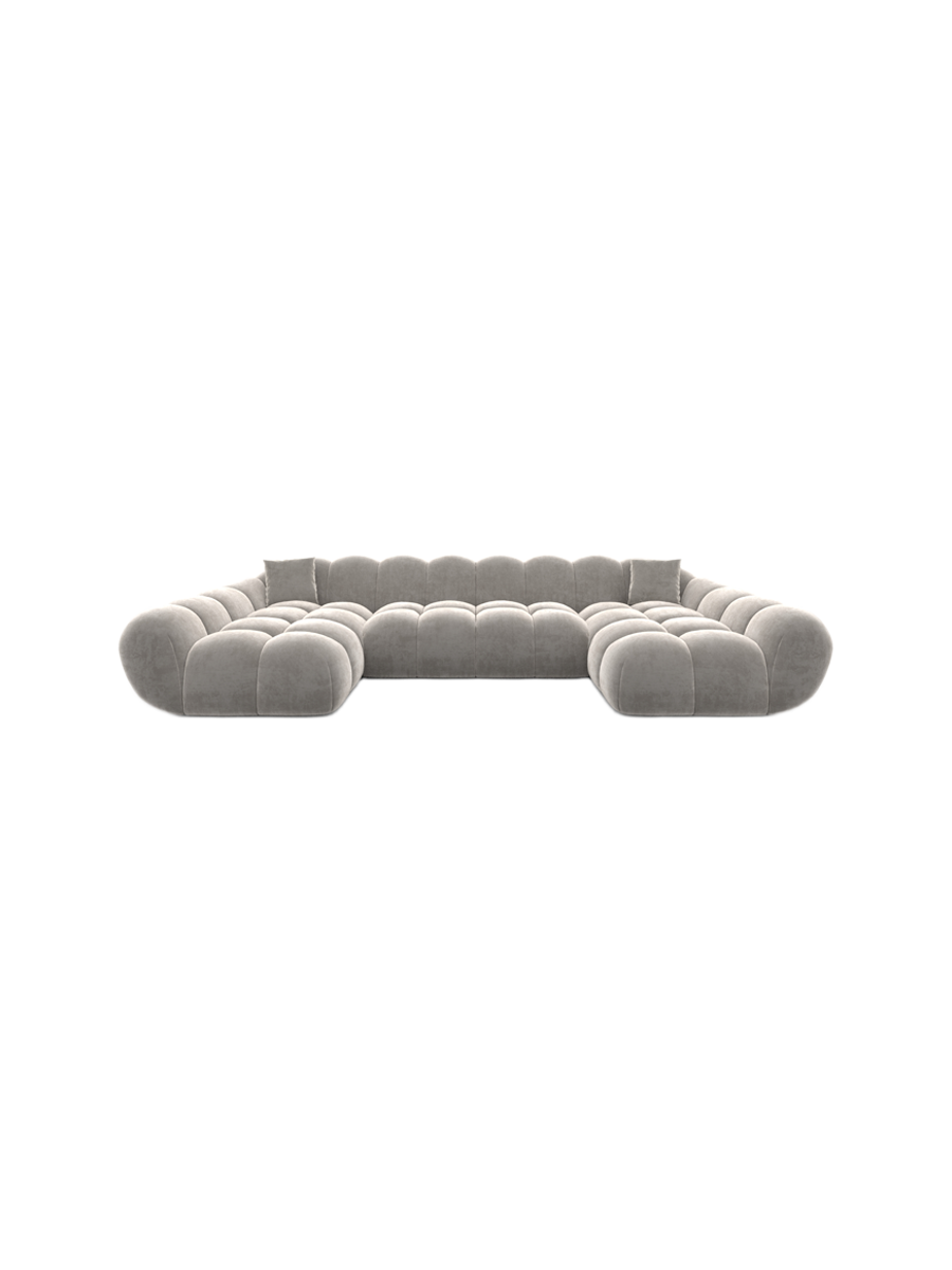 
6-seat designer panoramic sofa “Levante Studio” with velvet upholstery - Velvet cover Beige
