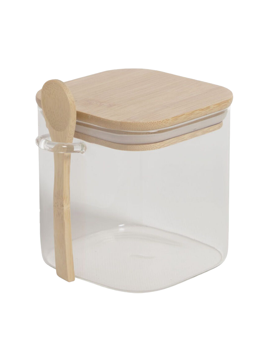 
Stylish storage jar "Ilaria" made of glass with bamboo spoon