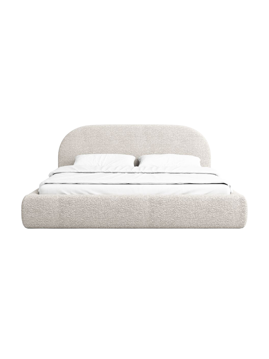 
Design Polsterbett „Zahra“ mit Ablagefach, Bouclé Toffee - 140 x 200 cm