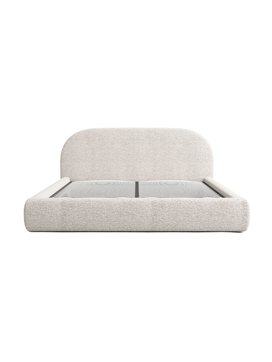 
Design Polsterbett „Zahra“ mit Ablagefach, Bouclé Toffee - 140 x 200 cm