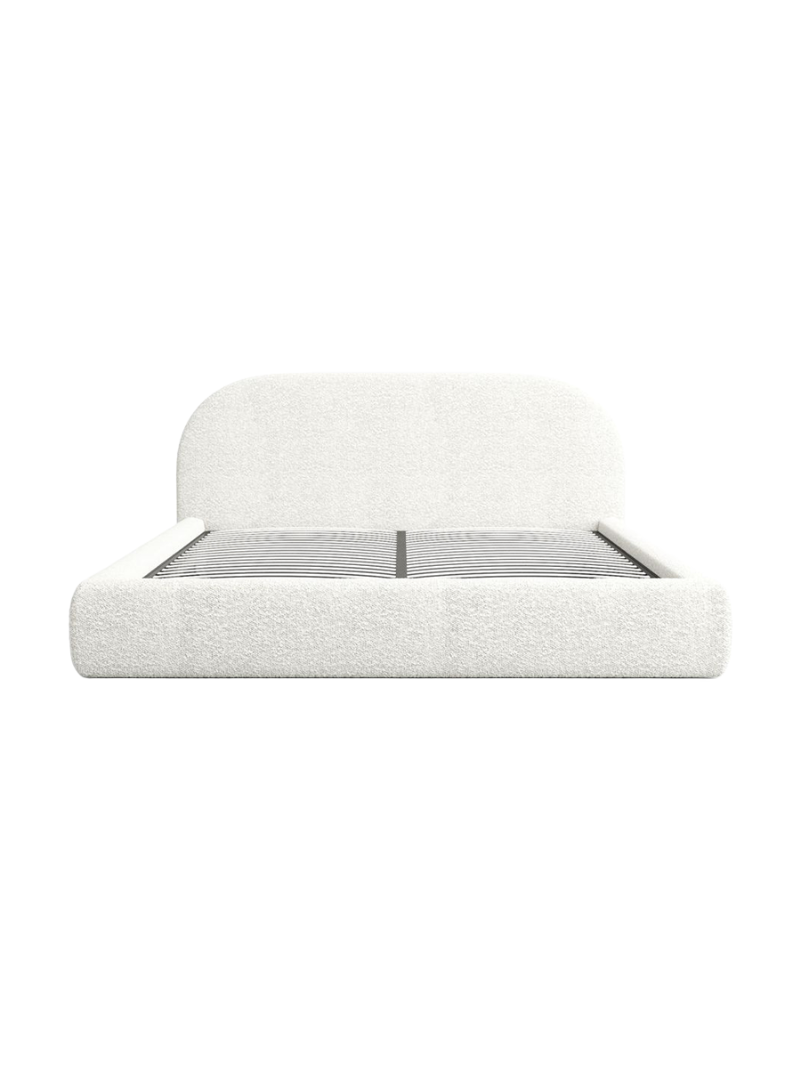 
Design Polsterbett „Zahra“ mit Ablagefach, Bouclé Weiss - 140 x 200 cm