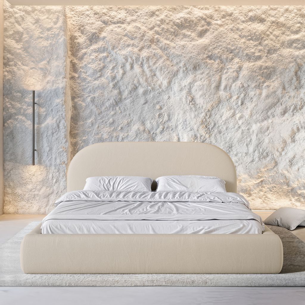 
Design Polsterbett „Zahra“ mit Ablagefach, Kunstleder Beige - 140 x 200 cm