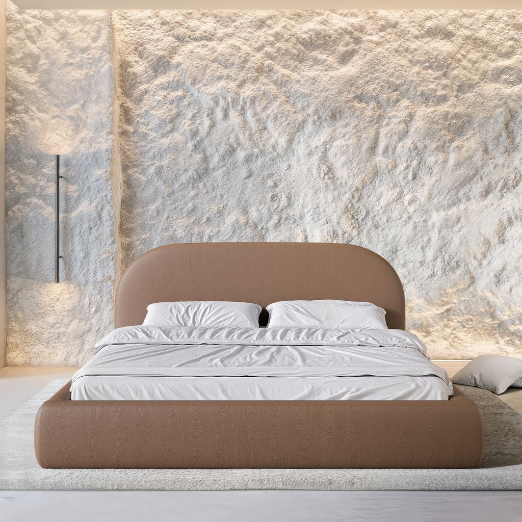 
Design Polsterbett „Zahra“ mit Ablagefach, Kunstleder Choco Brown - 140 x 200 cm