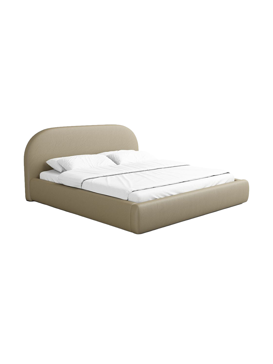 
Design Polsterbett „Zahra“ mit Ablagefach, Kunstleder Beige dunkel - 140 x 200 cm
