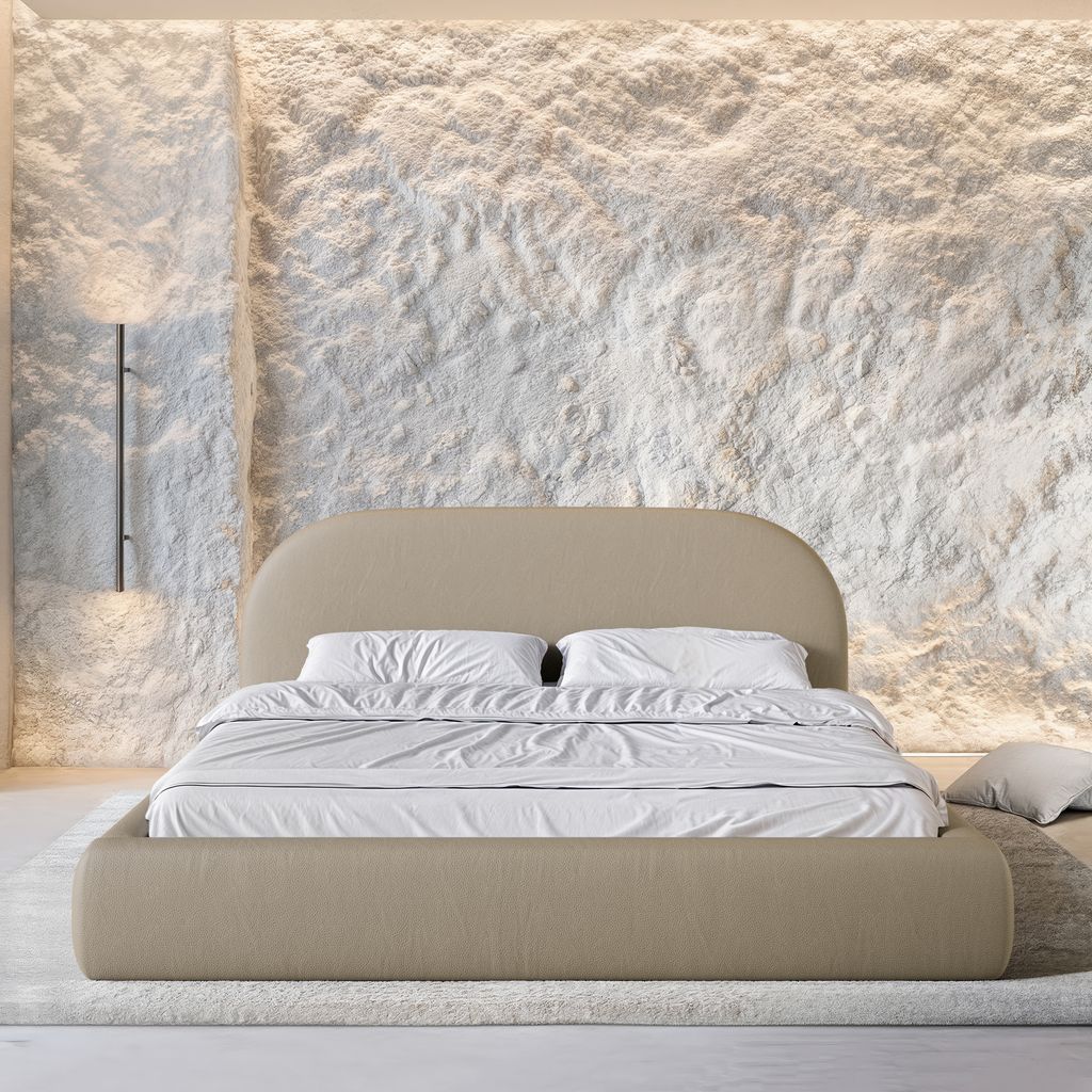 
Design Polsterbett „Zahra“ mit Ablagefach, Kunstleder Beige dunkel - 140 x 200 cm