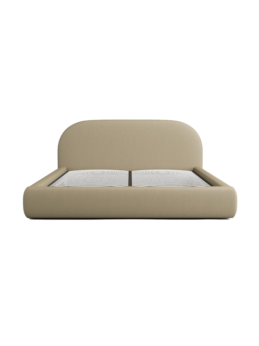 
Design Polsterbett „Zahra“ mit Ablagefach, Kunstleder Beige dunkel - 140 x 200 cm