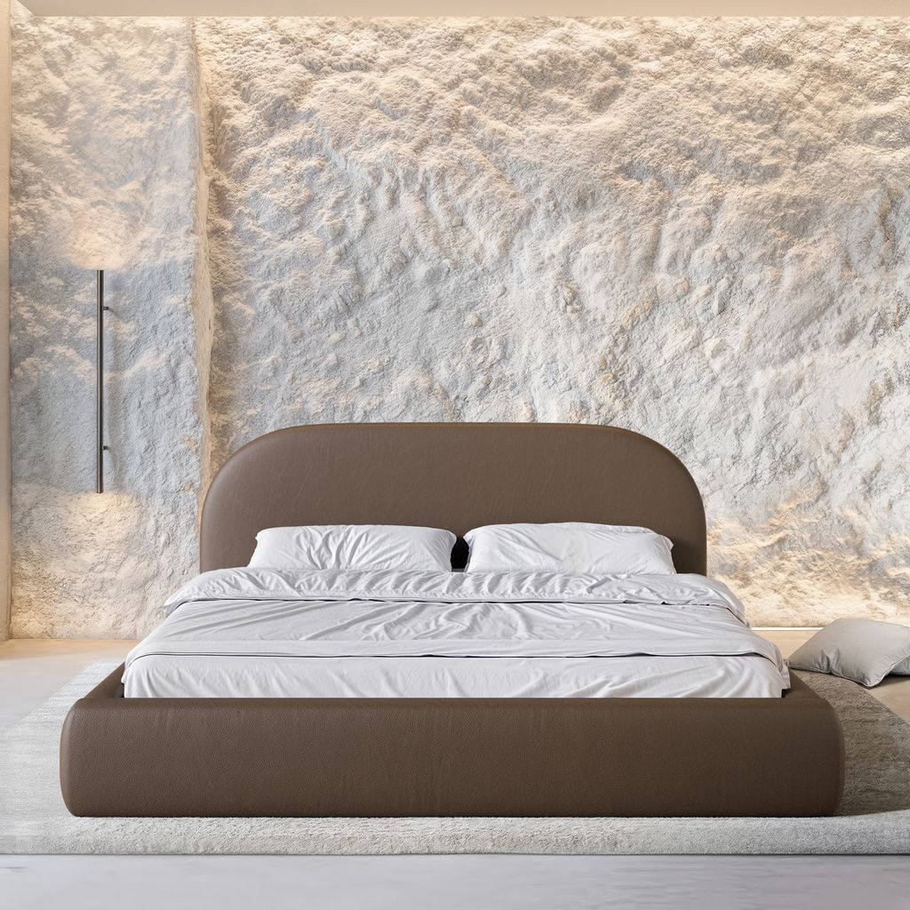 
Design Polsterbett „Zahra“ mit Ablagefach, Kunstleder Dunkelbraun - 140 x 200 cm