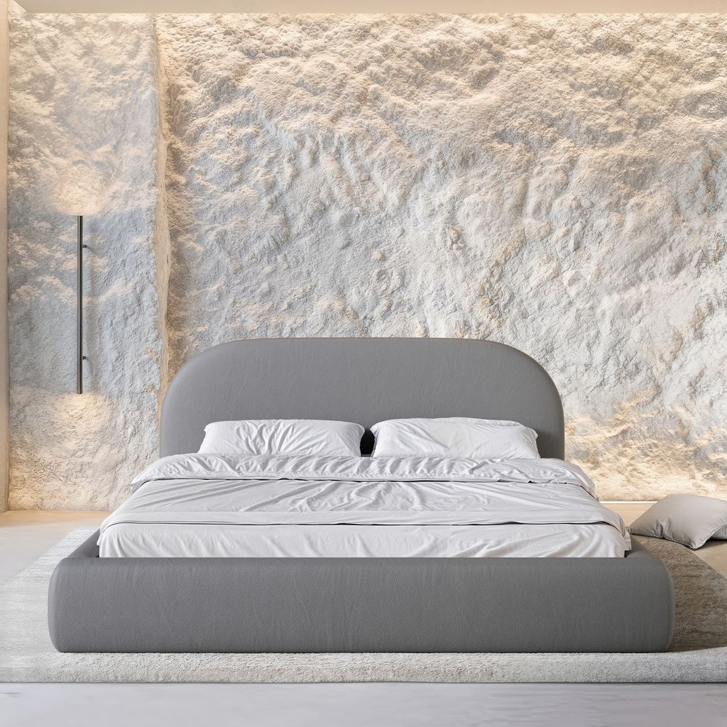 
Design Polsterbett „Zahra“ mit Ablagefach, Kunstleder Grau - 140 x 200 cm