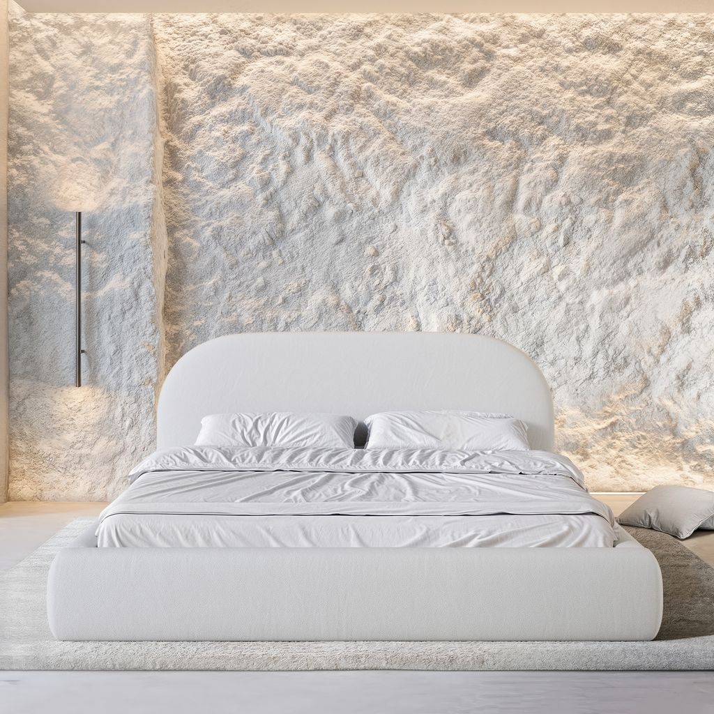 
Design Polsterbett „Zahra“ mit Ablagefach, Kunstleder Weiss - 140 x 200 cm