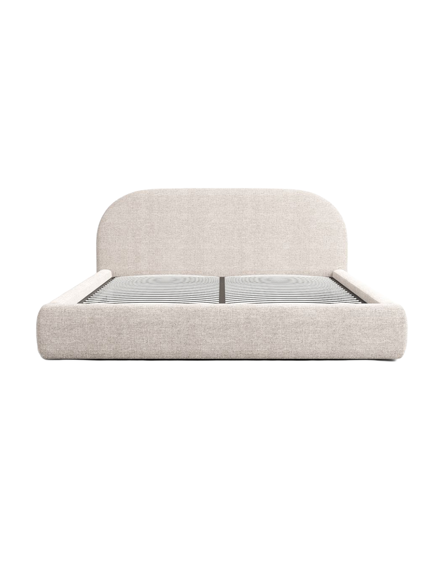 
Design Polsterbett „Zahra“ mit Ablagefach, Webstoff Beige - 140 x 200 cm