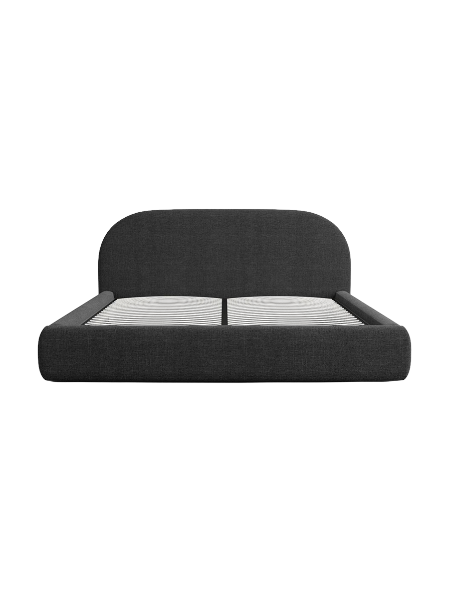 
Design Polsterbett „Zahra“ mit Ablagefach, Webstoff Schwarz - 140 x 200 cm