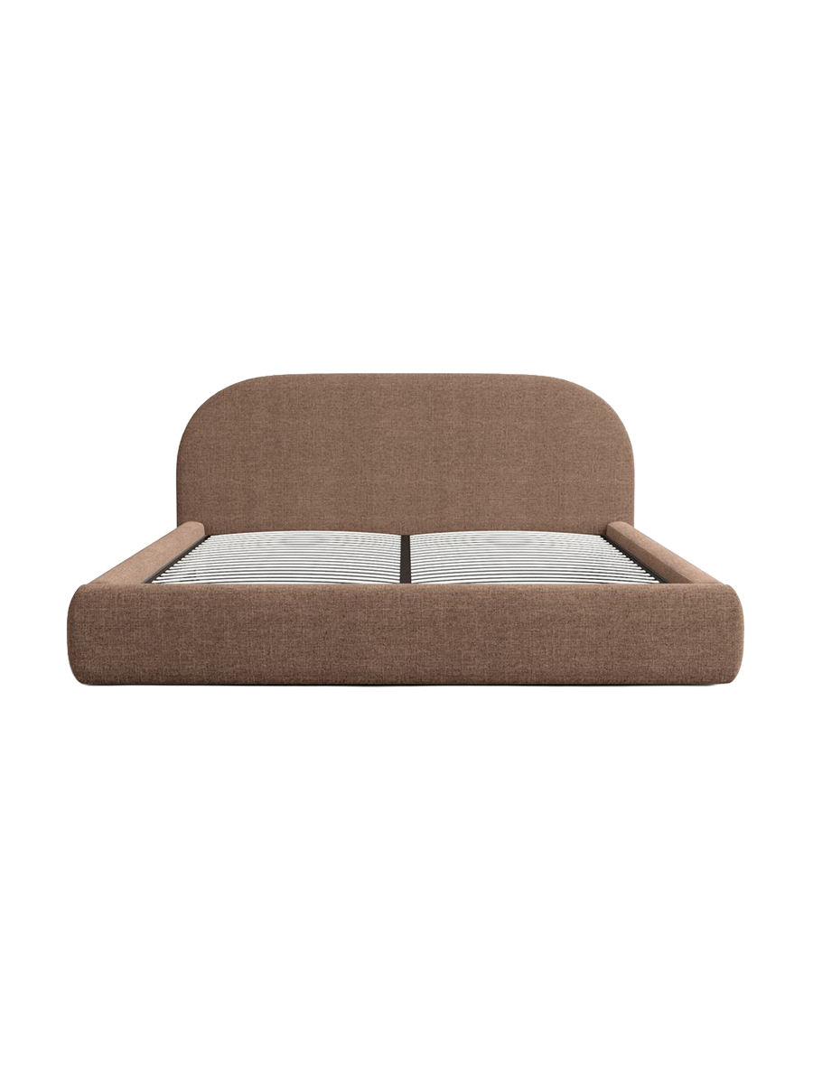 
Design Polsterbett „Zahra“ mit Ablagefach, Webstoff Braun - 140 x 200 cm