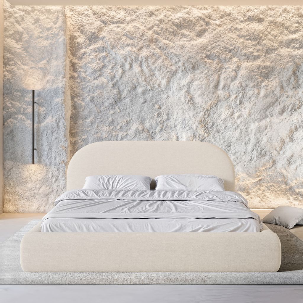 
Design Polsterbett „Zahra“ mit Ablagefach, Webstoff Cream - 140 x 200 cm
