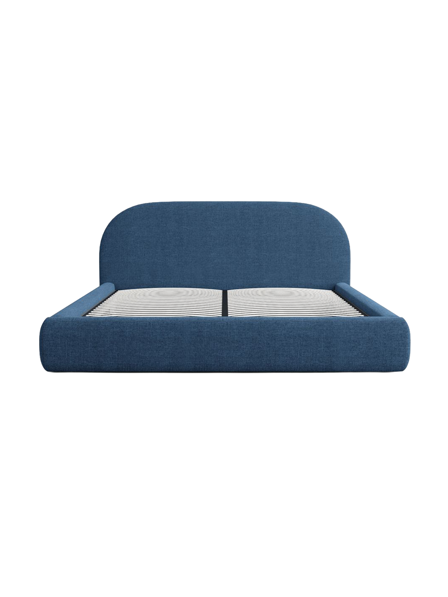 
Design Polsterbett „Zahra“ mit Ablagefach, Webstoff Dunkelblau - 140 x 200 cm