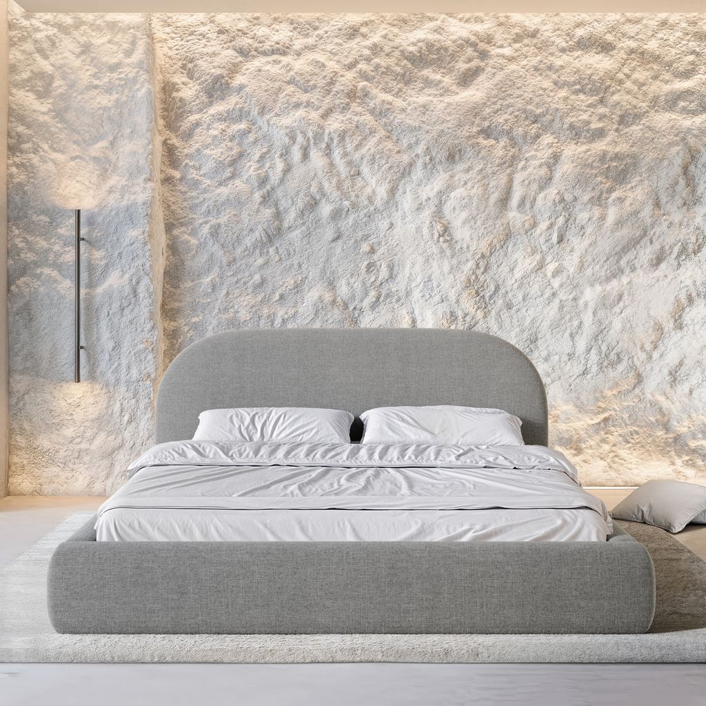 
Design Polsterbett „Zahra“ mit Ablagefach, Webstoff Grau - 140 x 200 cm