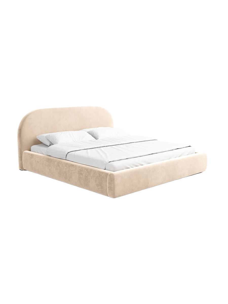 
Design Polsterbett „Zahra“ mit Ablagefach, Samt Beige - 140 x 200 cm