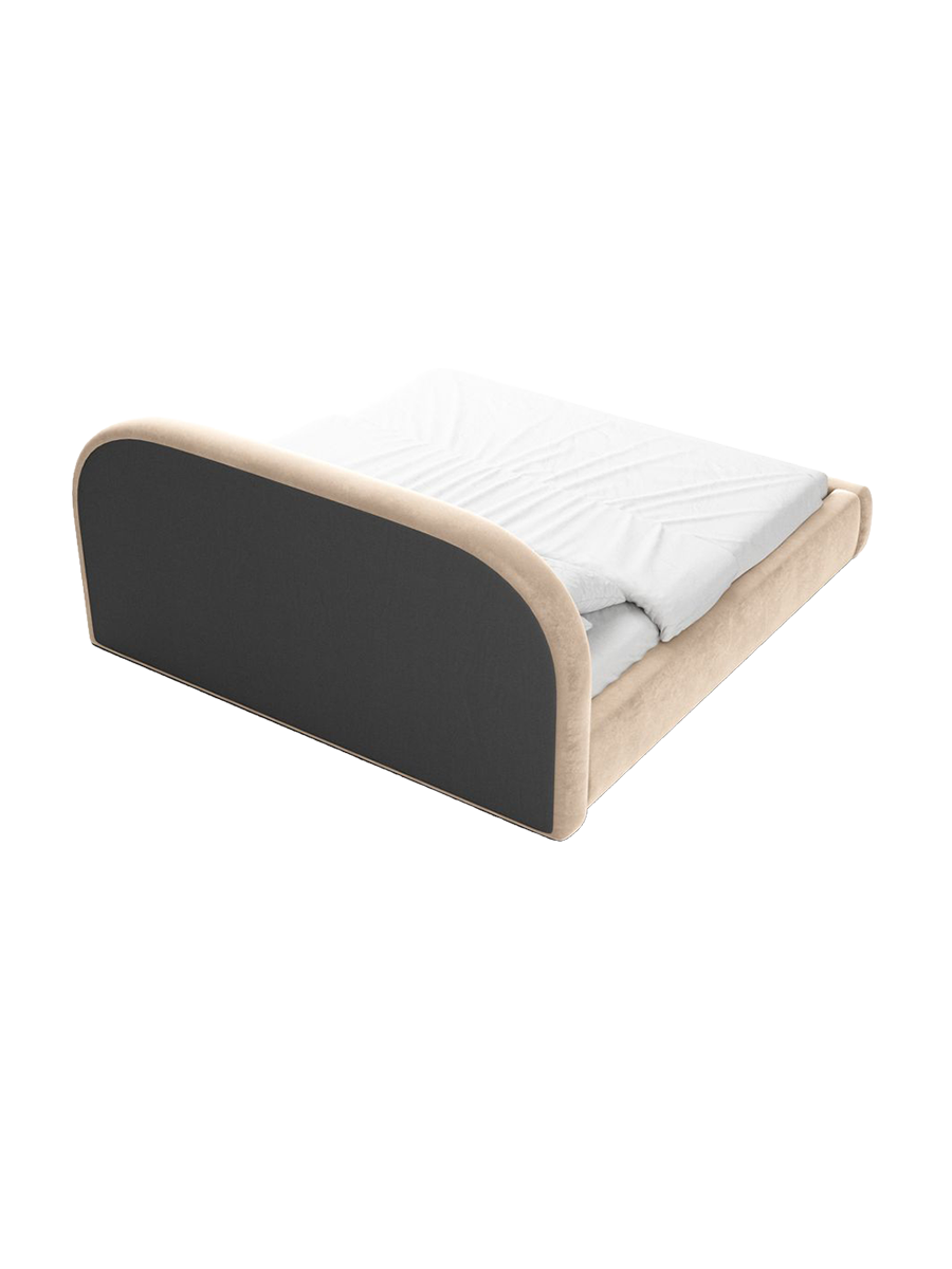 
Design Polsterbett „Zahra“ mit Ablagefach, Samt Beige - 140 x 200 cm