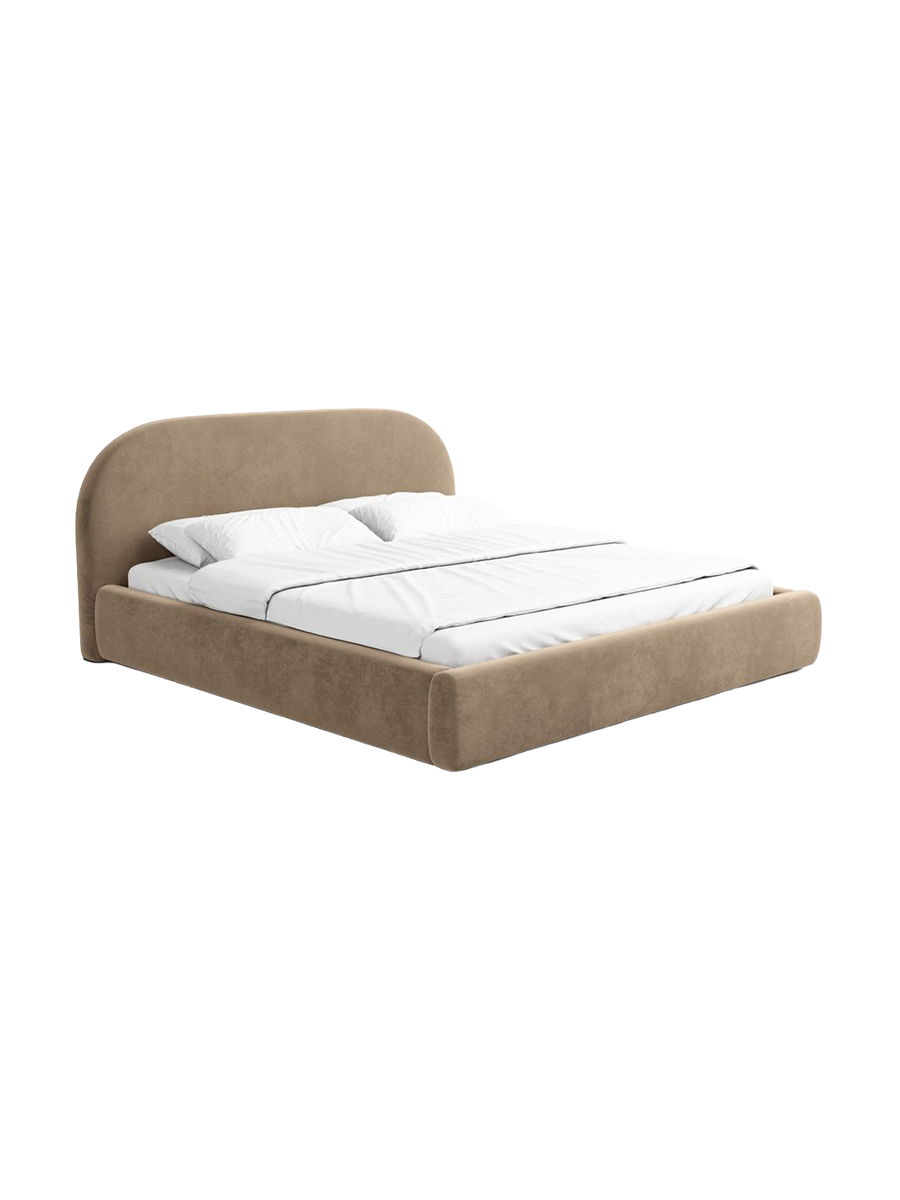 
Design Polsterbett „Zahra“ mit Ablagefach, Samt Braun - 140 x 200 cm